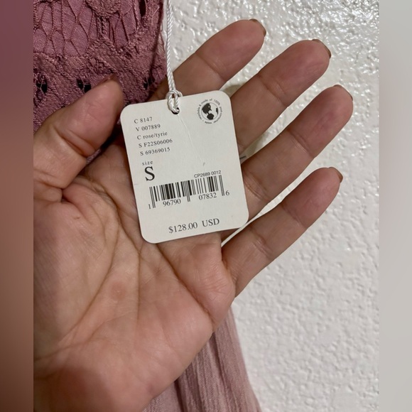 Free People Adella Maxi Floral Lace V-neck Strap Back Dress Pink Size S - Picture 3 of 7